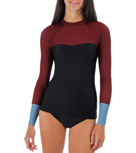 Seea Hermosa Red Twill L/S Swim Top at SwimOutlet.com - Free Shipping