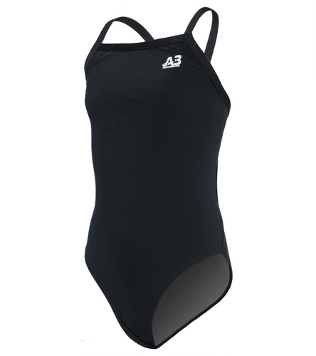 A3 Performance Female Youth X-Back Solid Poly Swimsuit at SwimOutlet.com