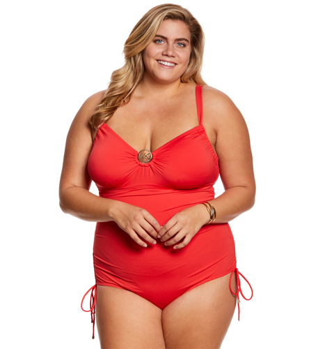 michael kors red one piece swimsuit