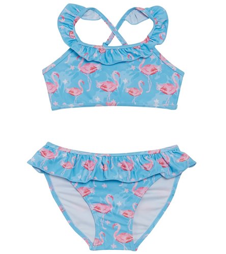 Snapper Rock Girls' Blue Flamingo Sports Bikini Set (Toddler, Little ...