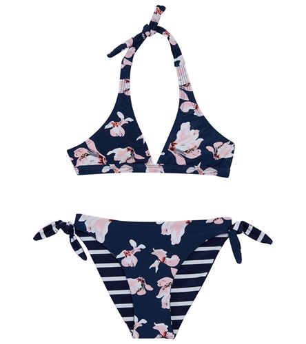 Snapper Rock Girls' Navy Orchid Reversible Halter Bikini Set (Toddler ...