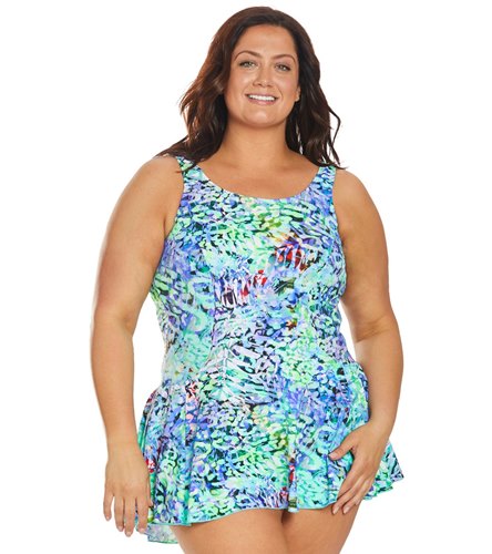 T.H.E. Plus Size Mastectomy Caribbean Colors Swim Dress at SwimOutlet ...