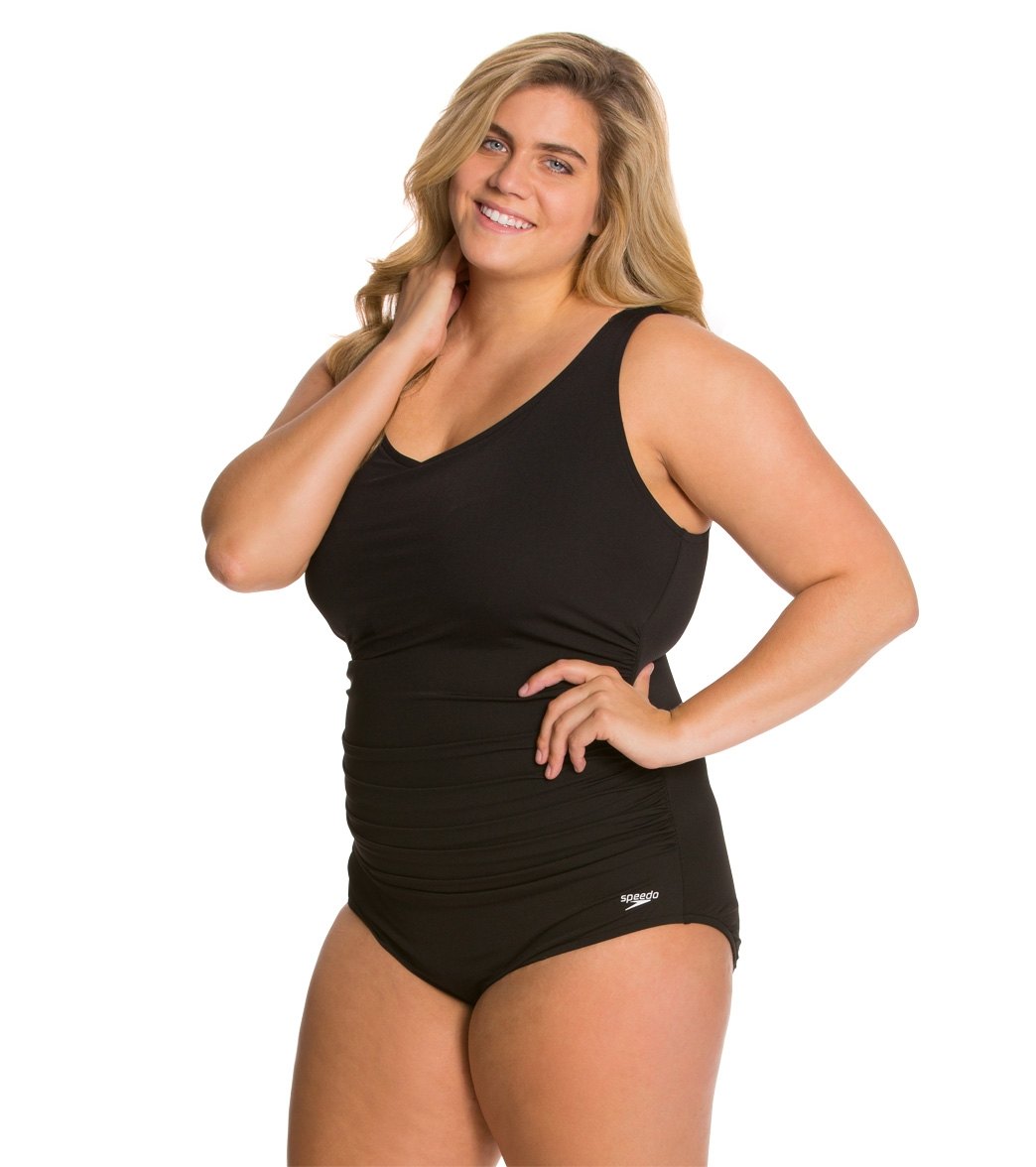 speedo endurance side shirred contourback plus size one piece plus size speedo