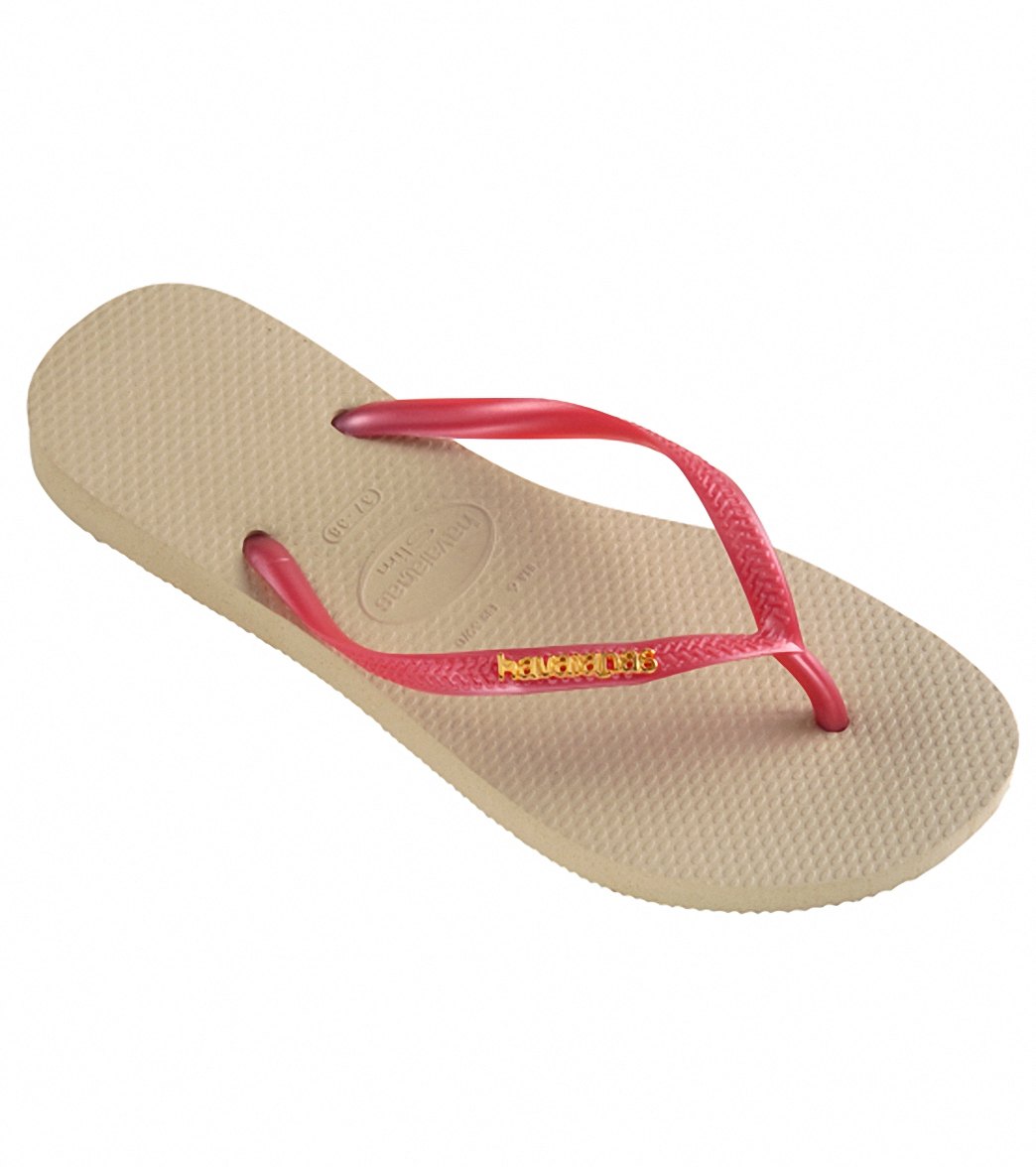 Havaianas Women\u0026#39;s Slim Logo Metallic Flip Flop at SwimOutlet.com