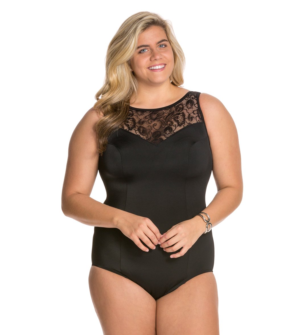 longitude plus size sheer love highneck one piece swimsuit at high neck plus size swimsuit